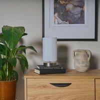ValueLights Francis Brushed Chrome Dimmable Touch Table Lamps with Fabric Shade in White