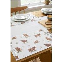 Catherine Lansfield 'Angus Highland Cow' Cotton Dining Placemat 4 Pack in Natural