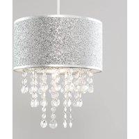 ValueLights Bonita 28cm Glitter Droplet Easy Fit Ceiling Light Lamp Shade & Bulb in Silver