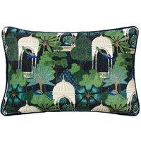 Wylder Tropics Serenity Tropical Garden Velvet Cushion in Black | Size: 40 cm x 60 cm