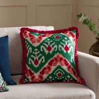 Paoletti Henderson Embroidered 100% Cotton Cushion in Pink | Size: 45 cm x 45 cm