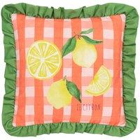 Furn Gingham Citron Printed Ruffle Cushion | Size: 43 cm x 43 cm