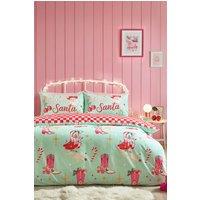 Catherine Lansfield 'Santa's Howdy Christmas' Reversible Duvet Cover Set in Green | Size: King