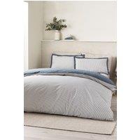 Catherine Lansfield 'Oxford Pinstripe' Reversible Duvet Cover Set in Navy | Size: Double