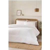 Catherine Lansfield 'Crinkle Seersucker' Duvet Cover Set in White | Size: Double