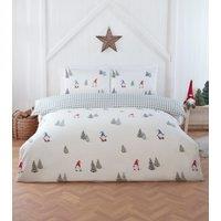 Rapport Home Winter Gonks Microfibre Reversible Duvet Cover Set with Pillowcase in White | Size: King