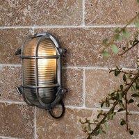 ValueLights Bow Oval Bulkhead IP64 Outdoor Garden Wall Light with Filament Bulb in Silver