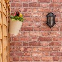 ValueLights Bow Oval Bulkhead IP64 Outdoor Garden Wall Light with Filament Bulb in Black