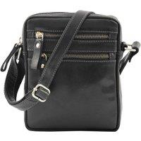 House of Leather Men's Mens Real Leather Cross Body Bag Small Size Travel Pouch Belgrade Black