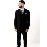 V2 Classic Men's Paolo Black Three Piece Suit | Size: 52R