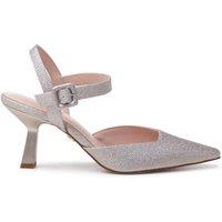 Paradox London Women's Tempest Mid Heel Pointed Toe Ankle Strap Open Courts in Metallics | Size: 9