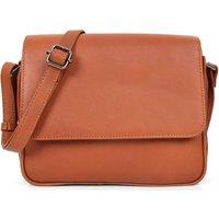 House of Leather Women's Womens Real Leather Cross Body Bag Flap over Organiser Style HOL324 Black in Tan | Size: Small