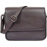 House of Leather Women's Womens Real Leather Cross Body Bag Flap over Organiser Style HOL324 Black in Brown | Size: Small