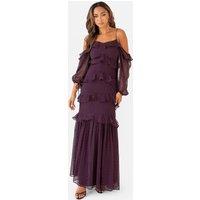Anaya with Love Women's Cold Shoulder Ruffle Maxi Dress in Purple | Size: 14