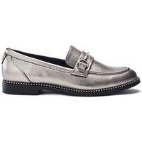 Moda In Pelle Women's 'Kinzey' Leather Loafers in Metallic Silver | Size: 6