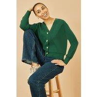Yumi Women's Green Relaxed Fit Cardigan With Stitch Detail | Size: Small