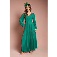 Coast Women's Pleated Wrap Front Dress in Emerald | Size: 8