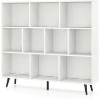 Gymax 10-Cube Bookcase Mid Century Modern Storage Organizer in White