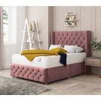 Bed Choices Elena Upholstered Divan Bed With 2 drawers, Mattress & 26 Headboard in Pink | Size: Single
