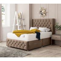 Bed Choices Elena Upholstered Divan Bed With 2 drawers, Mattress & 26 Headboard in Brown | Size: Single