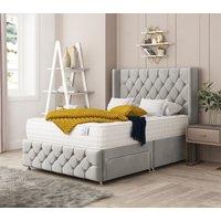 Bed Choices Elena Upholstered Divan Bed With 2 drawers, Mattress & 26 Headboard in Silver | Size: Single
