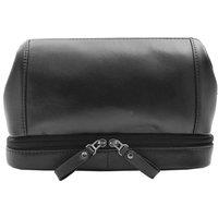 House of Leather Real Leather Toiletry Wash Bag Travel Shaving Kit Pouch HOL290 Black | Size: Medium