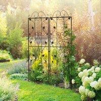OUTSUNNY Set of 2 Metal Trellis for Climbing Plants in Black