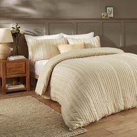 Duvet Day Harrison Stripe Tufted Soft Touch Duvet Cover Set in Cream | Size: Super King