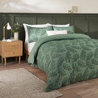 Duvet Day Seville Leaf Tufted Soft Touch Duvet Cover Set in Green | Size: Super King