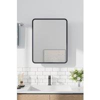 Rectangular Wall-Mounted Bathroom Mirror Cabinet with Round Corner