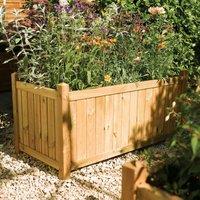 Primrose Rowlinson Rectangular Outdoor Planter Natural Timber 141L in Brown