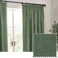 Yard Heavy Chenille Velvet Room Darkening Pencil Pleat Curtain Pair in Green | Size: 168 cm width x 183 cm drop