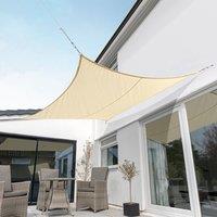 Primrose 3.6m Square Waterproof Sand Garden Patio Sun Shade Sail Canopy 98% UV Block with Free Fixing Kit in Light Sand