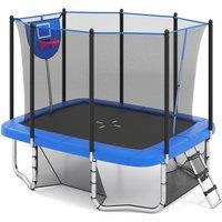 Gymax Outdoor Trampoline 10FT x 8FT Rectangle Backyard Trampoline in Blue