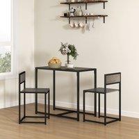 HOMCOM 3 Piece Dining Table Set with Metal Frame in Grey