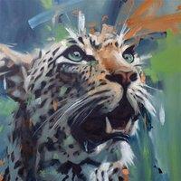 Frank Pretorius Leopard Canvas Print in Mid Blue