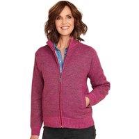 Amber Women's Knitted Fleece Lined Zip Cardigan in Red | Size: 10
