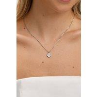 Jon Richard Women's Rhodium Plated Micro Pave Clover Pendant in Silver
