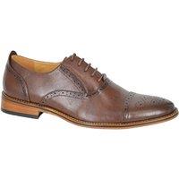 Goor Men's Capped Lace Oxford Brogue Shoes in Dark Brown | Size: 9