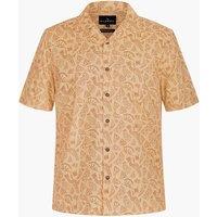 Enorsia Men's Pencilled Revere Collar Short Sleeve Shirt in Orange | Size: 2XL