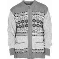 MyShoeStore Men's Classic Argyle Knit Zip-Up Cardigan - V-Neck Long Sleeve Warm Winter Jumper in Grey | Size: Large