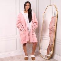 OHS Women's Zip Up Oversized Sherpa Fleece Hoodie Blanket in Light Pink