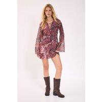 NastyGal Women's Paisley Lace Up Front Tunic Mini Dress in Rust | Size: 6