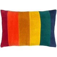 Furn Rainbow Striped Velvet Cushion in Gold | Size: 30 cm x 50 cm