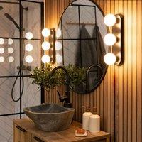 ValueLights Orbital 3 Way Bar Opal Glass IP44 Ceiling Light with Cool LED Bulbs in Black