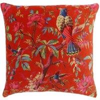 Paoletti Paradise Nature Print Velvet Cushion in Orange