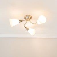 ValueLights Kristina 3 Way Metal Flush Ceiling Light with Frosted White Shades & LED Bulbs in Silver