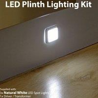 Loops Square LED Plinth Light Kit 3 NATURAL WHITE Spotlights Kitchen Bathroom Panel