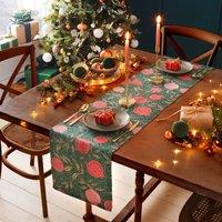 Paoletti Pomegranate Washable Abstract Table Runner in Green