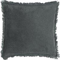 Yard Jaye 100% Cotton Velvet Fringed Cushion in Dark Blue | Size: 45 cm x 45 cm